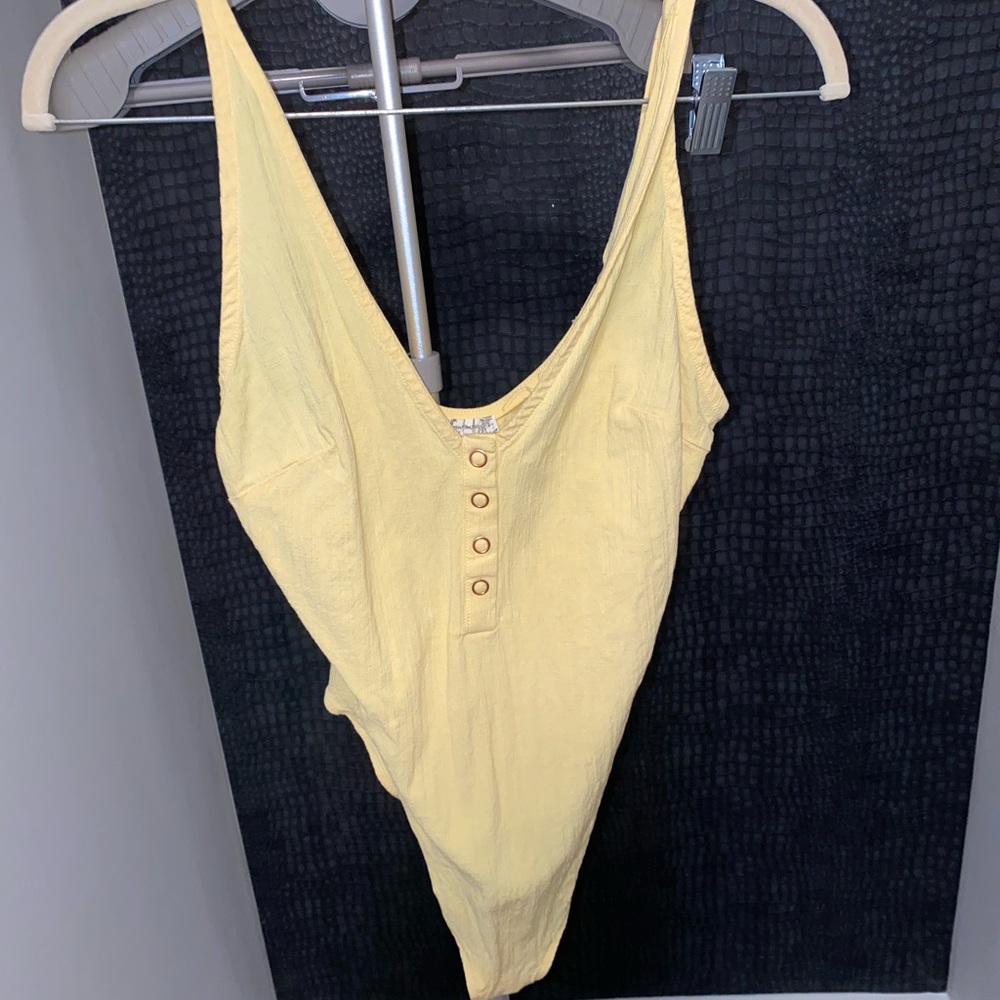 Free People Yellow Bodysuit